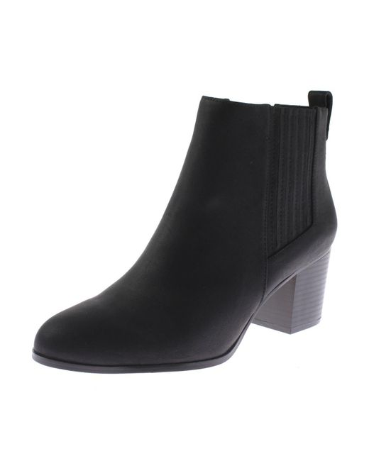 INC Black Fainn Solid Stacked Heel Ankle Boots