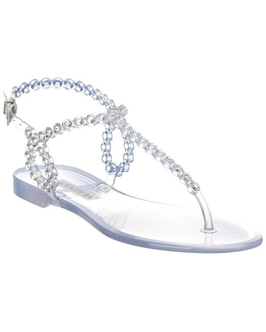 Aquazzura White Almost Bare Crystal Jelly Sandal
