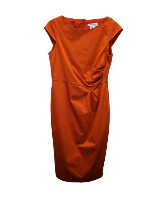 Max Mara Orange Cap Sleeve Belted Dress