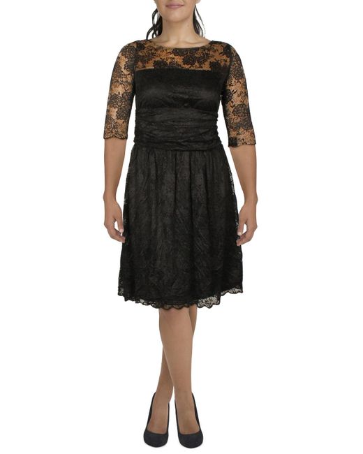Kiyonna Black Plus Lace Ruched Fit & Flare Dress