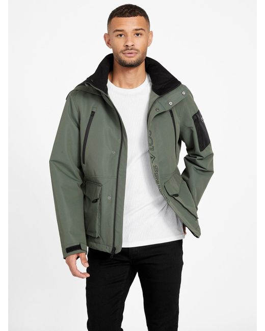 Guess Factory Eco Simon Hooded Jacket in Green for Men | Lyst