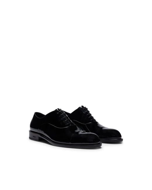 Boss Black Italian-made Oxford Shoes In Patent Leather for men