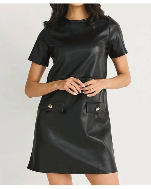 Thml Black Short Sleeve Leather Dress