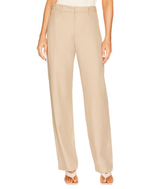 Enza Costa Straight Leg Trouser in Natural | Lyst