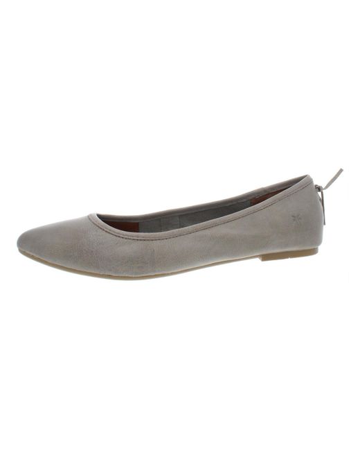 Frye Gray Regina Leather Pointed Toe Ballet Flats