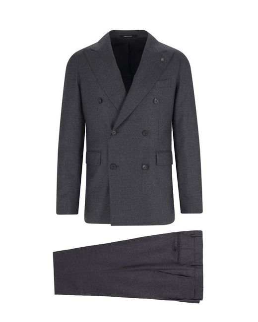 Tagliatore Men's Blue Double-Breasted Suit With Tailored Blazer
