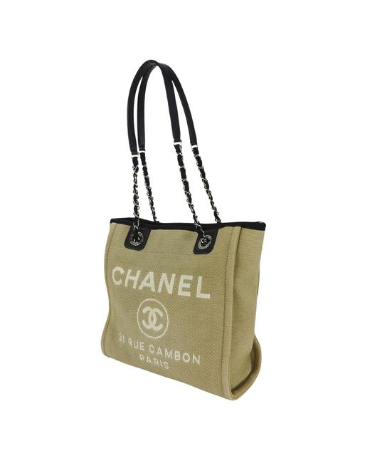 Chanel Green Deauville Canvas Tote Bag (pre-owned)