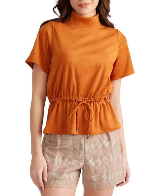 S'Edge Orange Celia Mock Neck Top