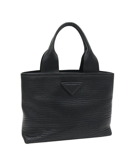 Prada Black Cabas Leather Tote Bag (pre-owned)