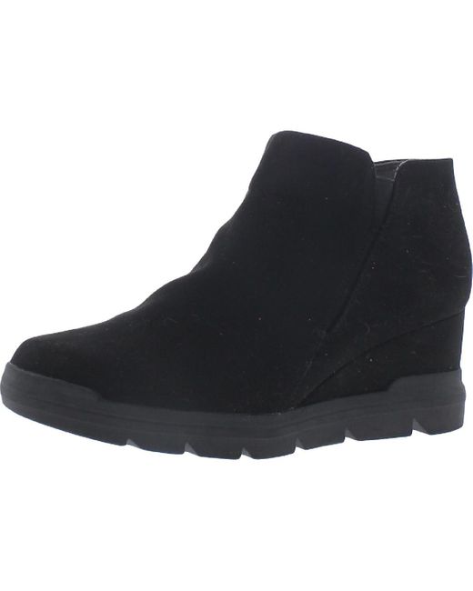 Dr. Scholls Black Riley Padded Bra-Top Faux Suede Wedge Boots