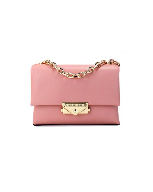 Michael Kors Pink Cece Small Primrose Vegan Leather Convertible Flap Crossbody Bag