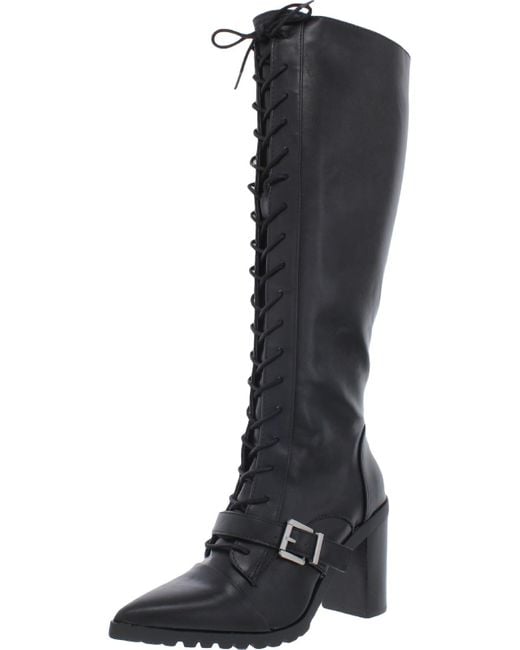 Charles David Black Dysfunctional Pointed Toe Casual Combat & Lace-up Boots