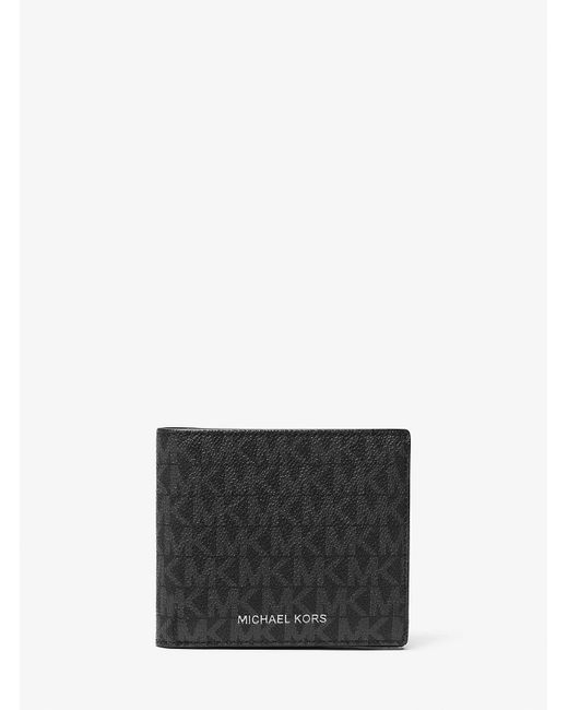 Michael Kors White Hudson Signature Logo Billfold Wallet for men