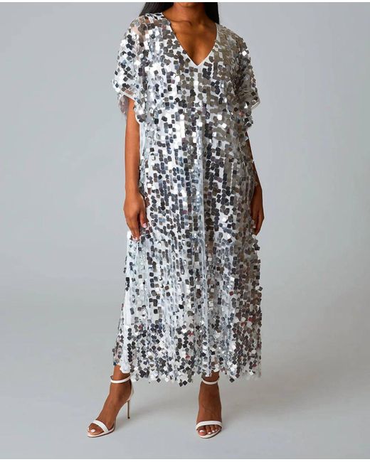 BuddyLove Atlas Sequin Caftan Maxi Dress in Gray | Lyst