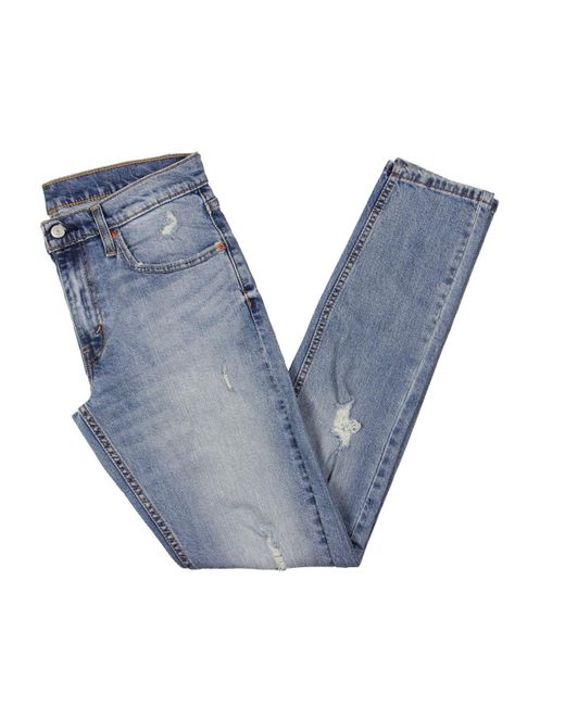 Levi's Blue Distressed Tapered Skinny Jeans for men