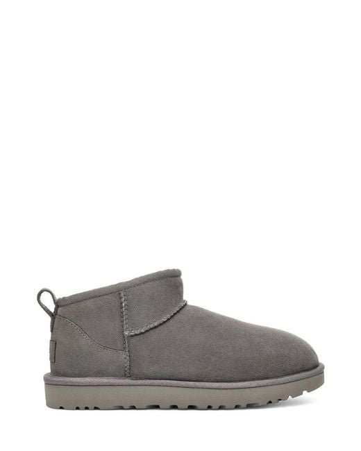 Ugg Gray Asymmetrical Collar Twinface Low Boots With Eva Sole