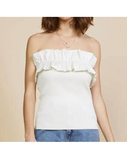 Skies Are Blue White Strapless Ruffle Top