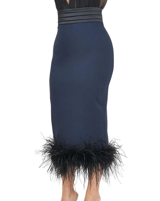 SANTAS Blue Polyester Elastane Midi Skirt