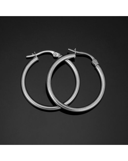 Fremada Metallic 10k White Polished Hoop Earrings (2x20 Mm)