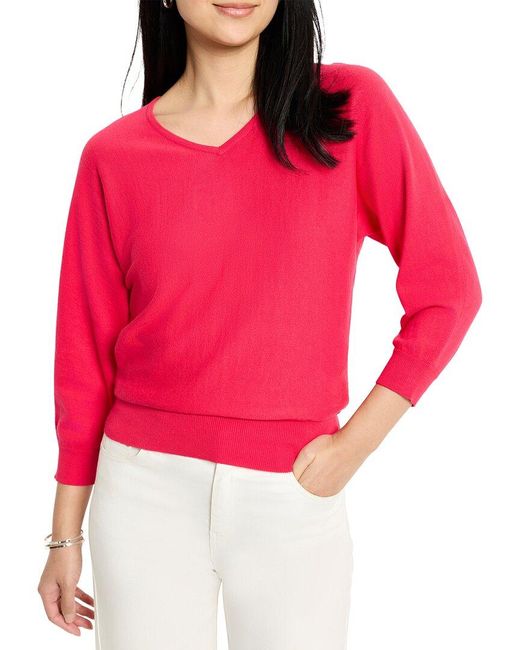 NIC+ZOE Red Easy V-Neck Sweater