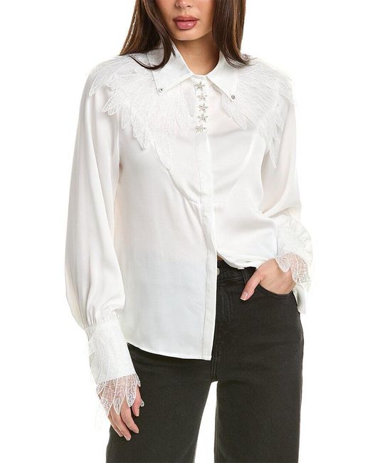 Beulah London White Applique Shirt