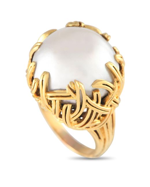 Tiffany & Co Metallic 18k Yellow Mabe Pearl Ring Ti06-040824