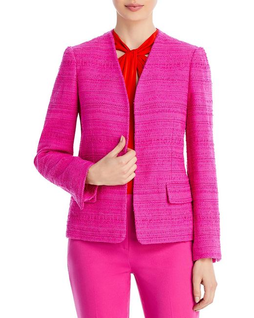Kobi Halperin Pink Elle Tweed Business Open-front Blazer