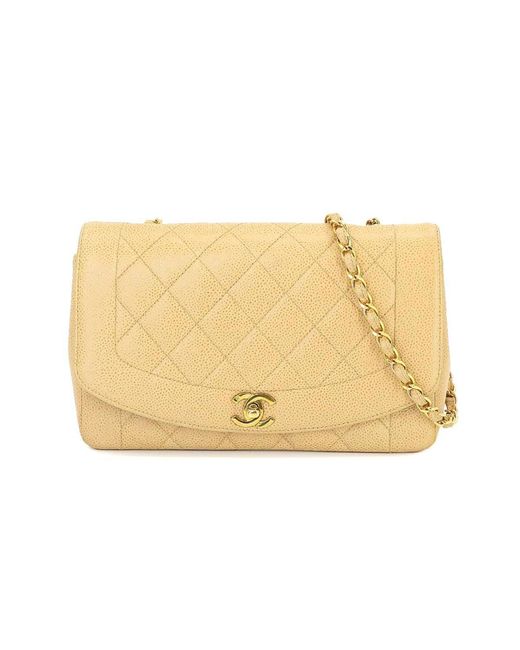 Chanel Natural Diana Leather Shoulder Bag (pre-owned)