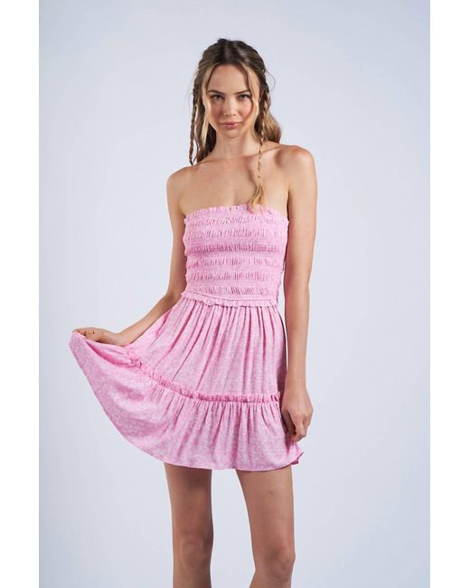 sky to moon pink dress Dressed Up In Tulum Dress In Ruby Pink