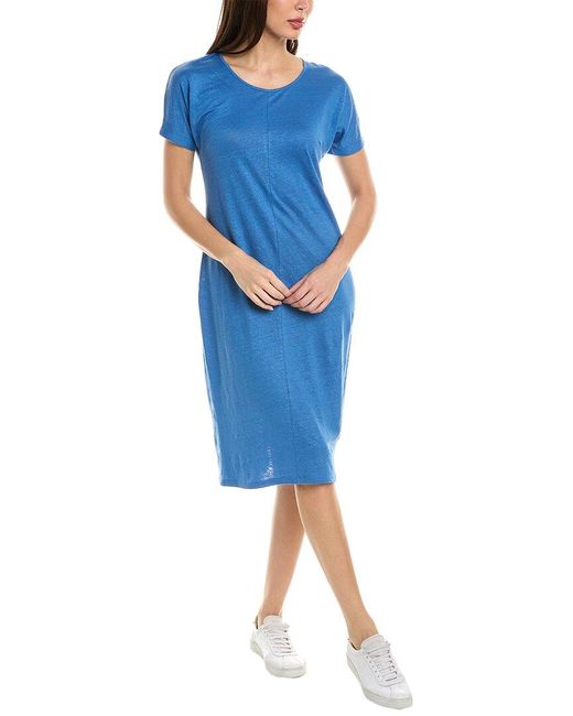 Majestic Filatures Blue Linen-blend T-shirt Dress