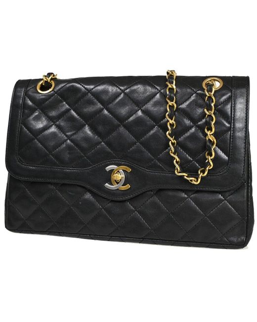 Chanel Black Double Flap Pony-style Calfskin Shoulder Bag (pre-owned)