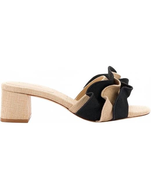 Larroude Black Brigitte Ruffle Mule Sandals