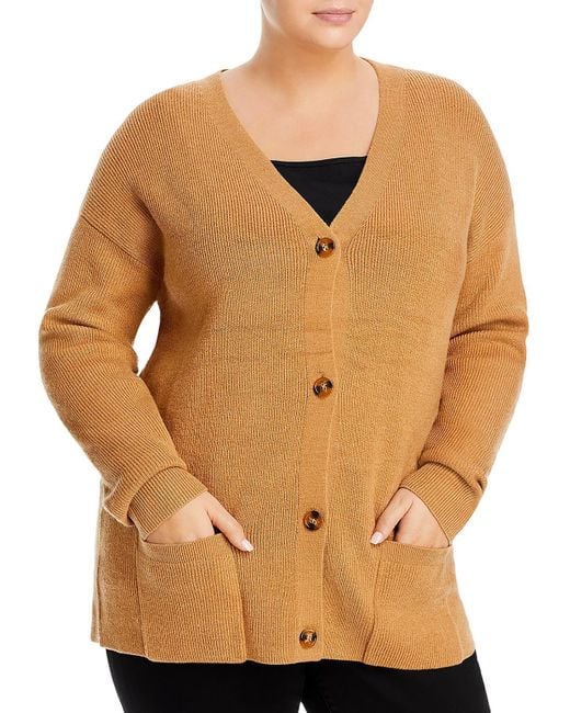 French Connection Natural Tomasa Ribbed V-neck Cardigan Sweater