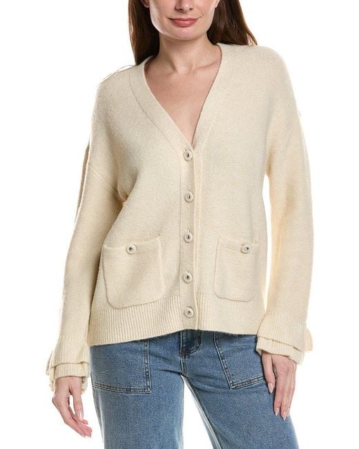 Cece Natural Ruffle Cuff Cardigan