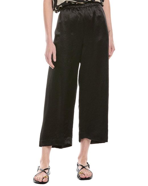 Enza Costa Black Hammered Satin Ankle Pant