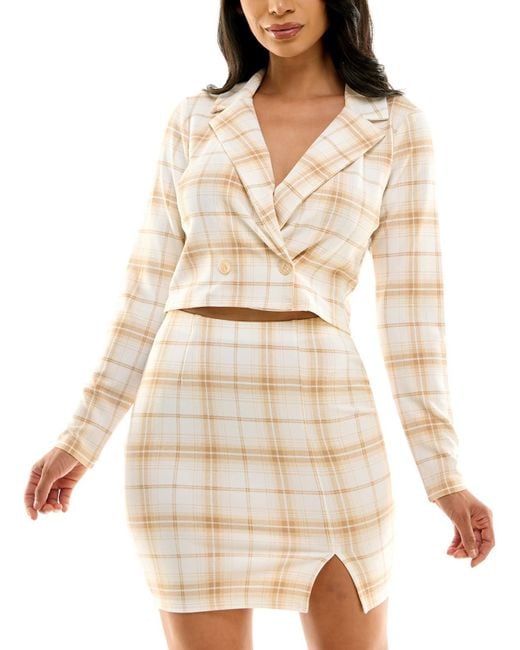 Almost Famous Natural Juniors 2pc Polyester Skirt Suit