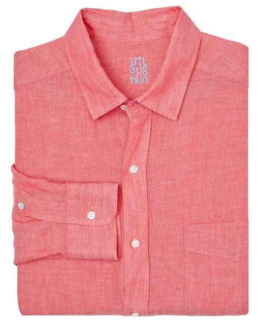 J.McLaughlin Pink Solid Gramercy Linen Woven Shirt for men