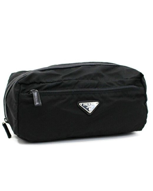 Prada Black Re-nylon Synthetic Clutch Bag (pre-owned)