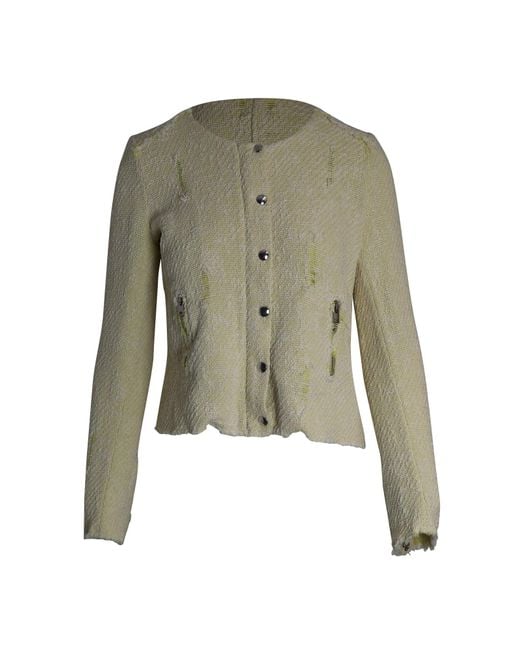 IRO Green Distressed Evening Tweed Jacket