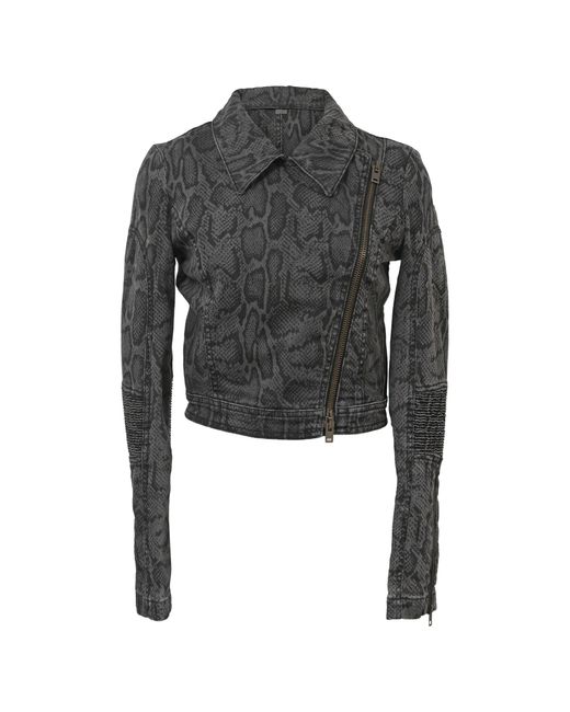 Stella McCartney Gray Snake Print Moto Jacket