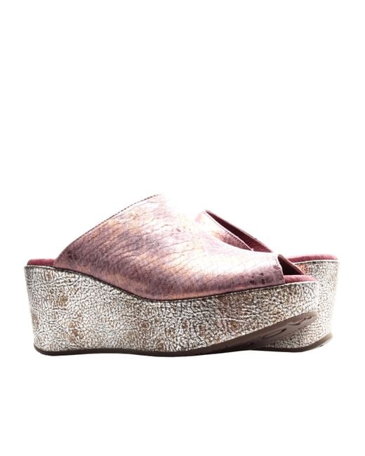 Chocolat Blu Purple Yiona Pony Peep Toe Wedge Snake Print Sandal