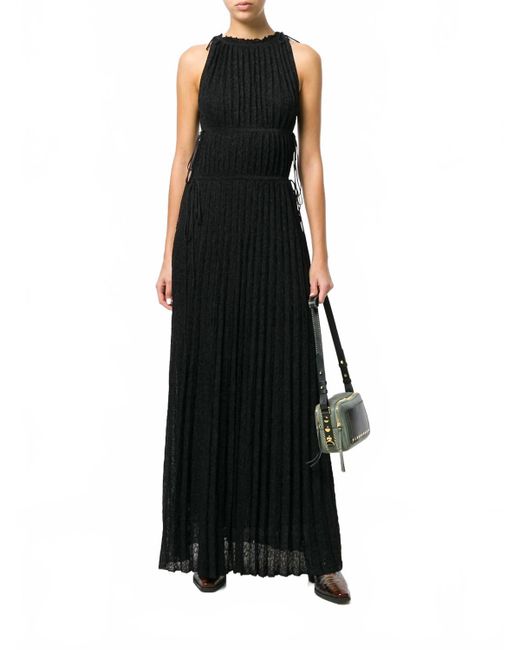 Missoni Women's Black Knit Floral Glitter Pleated Long Maxi Dress