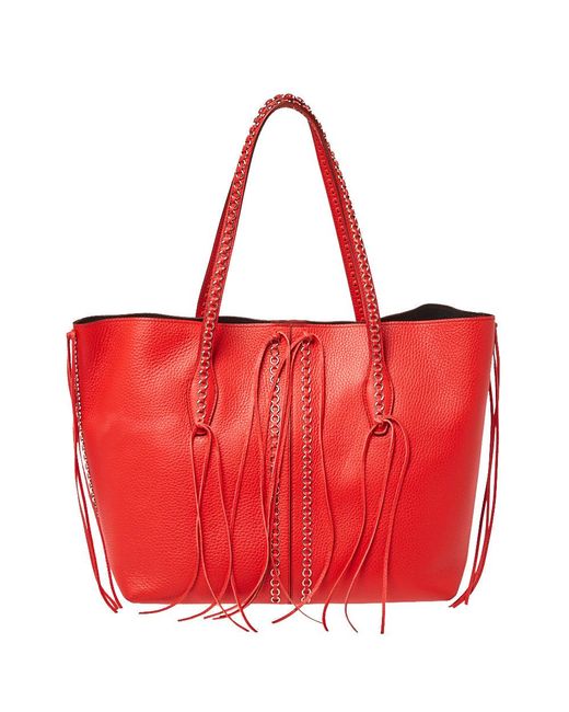 Tod's Red Leather Anj Rings Shopper Tote