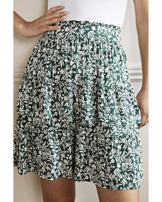 Boden Green Multi Tiered Crepe Skirt