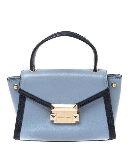 Michael Kors Blue Two Tone Leather Mini Whitney Top Handle Bag