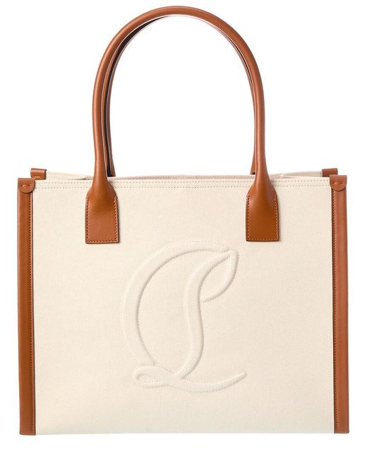 Christian Louboutin Natural By My Side Large Canvas & Leather Tote