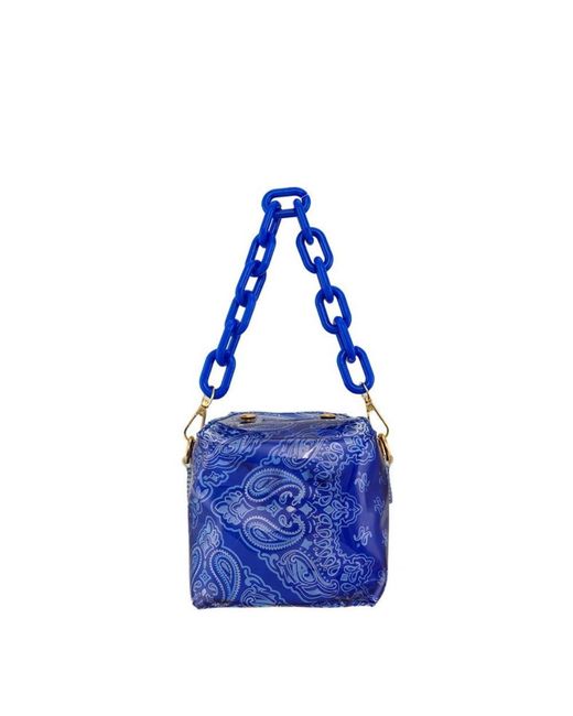 Fashnzfab Blue Amoeba Print Transparent Box Shape Bag