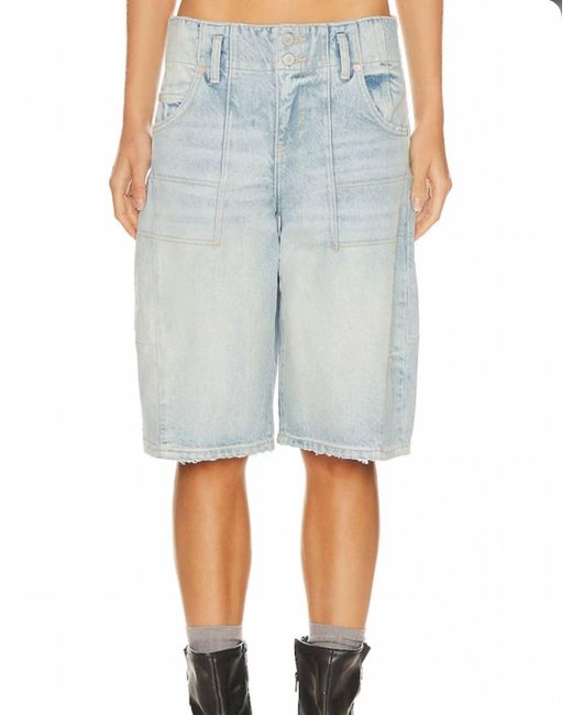 Free People Blue Extreme Measure Barrel Shorts In Break The Rules