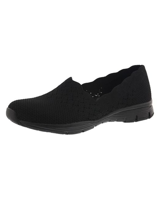Skechers Seager Stat Knit Comfort Insole Slip-on Sneakers in Black | Lyst