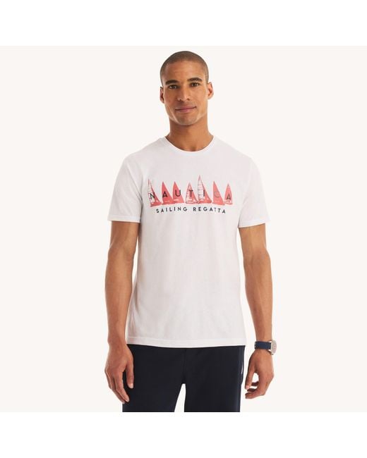 Nautica White Sailing Regatta Graphic T-Shirt for men